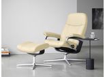 Relaxsessel STRESSLESS "Consul", beige (vanilla paloma), B:78cm H:97cm T:70cm, Leder PALOMA: PALOMA ist ein durchgefärbtes Semianilin-Möbelleder mit natürlicher Narbung., Sessel, Relaxsessel, mit Cross Base, Größe S, M & L, Holzakzent Schwarz