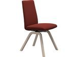 Polsterstuhl STRESSLESS "Laurel", rot (rot dinamica, eiche gekalkt), B:49cm H:92cm T:59cm, Microfaser DINAMICA (88% Polyester, 12% Polyurethan), Stühle, Polsterstuhl, Low Back, Größe M, mit schräggestellten Beinen in Eiche gekalkt