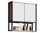 Badspiegel VCM "Holz Metall Spiegelschrank Spiegel Edino 60x60", braun (honig, eiche), B:60cm T:17cm, Schränke, Badspiegel