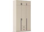 Kleiderschrank RAUCH "Schrank Garderobe Wäscheschrank GAMMA in 4 Breiten 91-226 cm", beige (beige (champagner), griffstangen graumetallic), B:136cm H:248cm T:54cm, Holzwerkstoff, Schränke, Kleiderschrank, mit Schubladen und Schrankaufsatz, schlichtes Design MADE IN GERMANY