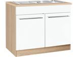 Spülenschrank KOCHSTATION "KS-Eton", weiß (weiß matt), B:100cm H:85cm T:60cm, Schränke, Spülenschrank, Breite 100 cm