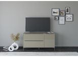 Lowboard "Reno", beige (taupe matt lack, glas taupe glanz), B:137cm H:77cm T:42cm, Glas, Holzwerkstoff, SET ONE BY MUSTERRING, Sideboards, Lowboard, Mit Winkelfuß in diversen Farben, 77 cm Höhe & Farbauswahl