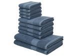 Handtuch Set OTTO HOME "Melli, 2 Duschtücher 70x140, 4 Handtücher 50x100, 4 Gästetücher 30x50", blau (rauchblau), Walkfrottee, Walkfrottee, Obermaterial: 100% Baumwolle, Handtuch-Sets, Handtuch Set, Handtuchset in dezenten Farben mit Bordüre, 100% Baumwoll-Handtücher, Topseller