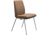 Polsterstuhl STRESSLESS "Laurel", braun (latte batick, chrom glänzend), B:57cm H:92cm T:59cm, Leder BATICK: BATICK ist ein leicht korrigiertes, durchgefärbtes und genarbtes Möbelleder, bei dem die meisten Unebenheiten und Spuren in der Regel entfernt wurden., Stühle, Polsterstuhl, Low Back, Größe L, mit Beinen aus Stahl in Chrom glänzend