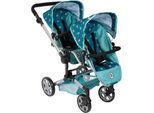 Puppen-Zwillingsbuggy CHIC2000 "Linus Duo", sternchen türkis, Puppenwagen, KinderB:80cm H:79cm T:80cm, Kunststoff, Polyester, Stahl, Puppen-Zwillingsbuggy, mit zwei abnehmbaren, bis in Liegeposition verstellbaren Sportsitzen, B:80cm H:79cm T:80cm