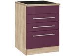 Kochfeldumbauschrank KOCHSTATION "KS-Eton", lila (aubergine hochglanz), B:60cm H:85cm T:60cm, Schränke, Kochfeldumbauschrank