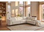 Ecksofa HOME AFFAIRE "LORCAN mit Metallfüßen, Breite 275 cm, weiches Sitzgefühl", beige (natur), B:275cm H:77cm T:210cm, Struktur weich: (85% Polyester, 15% Nylon), Sofas, Ecksofa, Metallfüße, Lederoptik, Struktur, Bouclé
