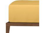 Spannbettlaken UNCOVER BY SCHIESSER "New Jersey aus 100% Baumwolle", gelb (senf), B:180cm L:200cm, Jersey, Obermaterial: 100% Baumwolle, Bettlaken, Spannbettlaken, Made in Green