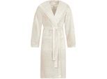 Unisex-Bademantel VOSSEN "Lynn" Gr. XXL, weiß (ivory), L:120cm, Wirkvelours, Hausmäntel, Unisex-Bademantel, für Damen & Herren, mit Kapuze, aus Microfaser