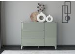 Sideboard "Reno", grün (olivgrün matt lack, glas olivgrün glanz), B:137cm H:106cm T:42cm, Glas, Holzwerkstoff, SET ONE BY MUSTERRING, Sideboards, Sideboard, Mit Vierkantfuß in diversen Farben, 106 cm Höhe & Farbauswahl