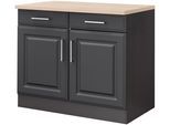 Unterschrank KOCHSTATION "KS-Stockholm", grau (grau, grafit), B:100cm H:85cm T:60cm, Holzwerkstoff, MDF, Schränke, Unterschrank, hochwertige MDF-Fronten