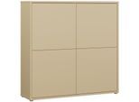 Highboard FORTE "Alice Springs", beige (buttergelb), B:124,5cm H:121,5cm T:34,9cm, Holzwerkstoff, Sideboards, Highboard, Grifflos,Push to open, Stauraum