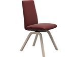 Polsterstuhl STRESSLESS "Laurel", rot (cherry paloma, eiche gekalkt), B:49cm H:92cm T:59cm, Leder PALOMA: PALOMA ist ein durchgefärbtes Semianilin-Möbelleder mit natürlicher Narbung., Stühle, Polsterstuhl, Low Back, Größe M, mit schräggestellten Beinen in Eiche gekalkt