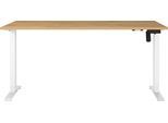 Schreibtisch GERMANIA "Boras, elektrisch höhenverstellbar", weiß (grandson, eiche, nachbildung, weiß, weiß, grandson, eiche, nachbildung), B:160cm H:120cm T:80cm, Tische, Schreibtisch, Breite 120/140/160 cm, Metallgestell in vers. Farben, Made in Germany