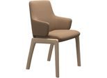Polsterstuhl STRESSLESS "Laurel", braun (sand dinamica, walnuss), B:58cm H:92cm T:59cm, Microfaser DINAMICA (88% Polyester, 12% Polyurethan), Stühle, Polsterstuhl, Low Back mit Armlehne, Größe L, mit abgerundeten Beinen in Walnuss