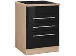 Kochfeldumbauschrank KOCHSTATION "KS-Eton", schwarz (schwarz hochglanz), B:60cm H:85cm T:60cm, Schränke, Kochfeldumbauschrank