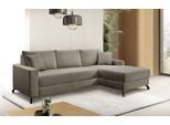 Ecksofa EXXPO - SOFA FASHION "Quattro schlicht & zeitlos, bequem, L-Form, B/T: 247/162 cm", braun (latte), B:247cm H:85cm T:162cm, Sofas, Ecksofa, wahlw. Bettfunktion, Bettkasten. Bezug komplett Webvelours