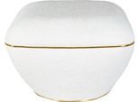 Sitzhocker KAYOOM "Hocker Contessa 125, vielseitig einsetzbarer Allrounder, elegante Form", gold (weiß, gold), B:60cm H:42,5cm T:60cm, Bezug: 50% Baumwolle 50% Acryl / Korpus: Pappelholz, Hocker, Sitzhocker, komfortabel, hochqualitativ, pflegeleicht, elegante Form