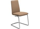 Polsterstuhl STRESSLESS "Laurel", braun (sand dinamica, chrom glänzend), B:53cm H:92cm T:59cm, Microfaser DINAMICA (88% Polyester, 12% Polyurethan), Stühle, Polsterstuhl, Low Back, Größe M, mit Beinen aus Stahl in Chrom glänzend