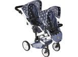 Puppen-Zwillingsbuggy CHIC2000 "Linus Duo", blau (sternchen blau), Puppenwagen, KinderB:80cm H:79cm T:80cm, Kunststoff, Polyester, Stahl, Puppen-Zwillingsbuggy, mit zwei abnehmbaren, bis in Liegeposition verstellbaren Sportsitzen, B:80cm H:79cm T:80cm