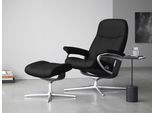 Relaxsessel STRESSLESS "Consul", schwarz (schwarz paloma), B:82cm H:102cm T:72cm, Leder PALOMA: PALOMA ist ein durchgefärbtes Semianilin-Möbelleder mit natürlicher Narbung., Sessel, Relaxsessel, mit Cross Base, Größe S, M & L, Holzakzent Schwarz