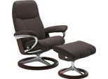 Relaxsessel STRESSLESS "Consul", braun (braun batick), B:78cm H:97cm T:70cm, Leder BATICK: BATICK ist ein leicht korrigiertes, durchgefärbtes und genarbtes Möbelleder, bei dem die meisten Unebenheiten und Spuren in der Regel entfernt wurden.;Leder PALOMA: PALOMA ist ein durchgefärbtes Semianilin-Möbelleder mit natürlicher Narbung.;ROHLEDER Stoff Q2 FARON: Ein fester zuverlässiger Bouclé mit einem