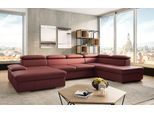 Wohnlandschaft SIT & MORE "Valantine U-Form, B: 349 cm", rot (merlot), B:349cm H:73cm T:226cm, Sofas, Wohnlandschaft, mit Arm- & Kopfteilverstellung, optional mit Bettfunktion
