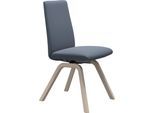 Polsterstuhl STRESSLESS "Laurel", blau (sparrow blau paloma, eiche gekalkt), B:49cm H:92cm T:59cm, Leder PALOMA: PALOMA ist ein durchgefärbtes Semianilin-Möbelleder mit natürlicher Narbung., Stühle, Polsterstuhl, Low Back, Größe M, mit schräggestellten Beinen in Eiche gekalkt