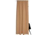Vorhang "Solo" Gr. 1, beige (goldfarben, sand), B:130cm H:250cm, Jacquard, Baumwolle, Polyester, SCHÖNER WOHNEN-KOLLEKTION, Gardinen, Vorhang, mit Lederapplikation