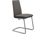 Polsterstuhl STRESSLESS "Laurel", braun (mole dinamica, chrom glänzend), B:53cm H:92cm T:59cm, Microfaser DINAMICA (88% Polyester, 12% Polyurethan), Stühle, Polsterstuhl, Low Back, Größe M, mit Beinen aus Stahl in Chrom glänzend