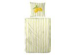Bettwäsche PRIMERA "Renforce-Bettwäsche Lemon stripes", gelb (grün), B/L: 155cm x 220cm, 1 Stk., 1 Stk., Renforcé, B/L: 80cm x 80cm, 2, Renforcé, Obermaterial: 100% Baumwolle, Bettwäsche, Bettwäsche