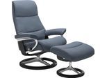 Relaxsessel STRESSLESS "View", blau (sparrow blau paloma), B:82cm H:109cm T:81cm, Leder BATICK: BATICK ist ein leicht korrigiertes, durchgefärbtes und genarbtes Möbelleder, bei dem die meisten Unebenheiten und Spuren in der Regel entfernt wurden.;Leder PALOMA: PALOMA ist ein durchgefärbtes Semianilin-Möbelleder mit natürlicher Narbung.;ROHLEDER Stoff Q2 FARON: Ein fester zuverlässiger Bouclé mit e