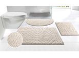Badematte OTTO HOME "Louvres, Badvorleger, Badezimmer Teppich, Duschvorleger" Gr. 1, beige (creme), H:10mm, Polyester, Badematten, Badematte, Badteppich, Uni Farben, Hoch-Tief Effekt, Boho-Style