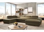 Wohnlandschaft SIT & MORE "Valantine U-Form, B: 349 cm", grün (olive), B:349cm H:73cm T:226cm, NaturLEDER;Spannstoff, Sofas, Wohnlandschaft, mit Arm- & Kopfteilverstellung, optional mit Bettfunktion