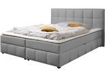 Boxbett HOME AFFAIRE "Niemes inkl. Bettkasten und Topper, auch in Überlänge erhältlich", hellgrau, B:212cm L:230cm, Komplettbetten, Boxbett, Boxbett mit Bettkasten, inkl. Topper
