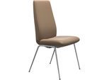 Polsterstuhl STRESSLESS "Laurel", braun (almond paloma, chrom glänzend), B:57cm H:105cm T:60cm, Leder PALOMA: PALOMA ist ein durchgefärbtes Semianilin-Möbelleder mit natürlicher Narbung., Stühle, Polsterstuhl, High Back, Größe L, mit Beinen aus Stahl in Chrom glänzend