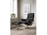 Relaxsessel STRESSLESS "Mayfair", schwarz (schwarz paloma), B:79cm H:102cm T:73cm, Leder PALOMA: PALOMA ist ein durchgefärbtes Semianilin-Möbelleder mit natürlicher Narbung., Sessel, Relaxsessel, mit Hocker, mit Cross Base, Größe S, M & L, Holzakzent Eiche