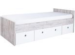 Stauraumbett OTTO HOME "Jugendbett »Rieke« 120 x 200 cm", weiß (eiche, sand, nachbildung, weiß), B:127cm H:70cm L:204cm, Betten, Stauraumbett, Jugendbett 120 x 200 cm inkl. Rollkästen