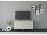 Lowboard "Reno", beige (kaschmir matt lack, glas kaschmir glanz), B:137cm H:77cm T:42cm, Glas, Holzwerkstoff, SET ONE BY MUSTERRING, Sideboards, Lowboard, Mit Winkelfuß in diversen Farben, 77 cm Höhe & Farbauswahl