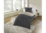 Wendebettwäsche KINZLER "Mikrofaser "Cashmere Touch", grau (anthrazit), B/L: 155cm x 220cm, 1 Stk., 1 Stk., Polyester, B/L: 80cm x 80cm, 2 Stk., Polyester, Obermaterial: 100% Polyester, Bettwäsche, Wendebettwäsche, Unifarben, besonders weich