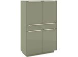 Highboard "Reno", olivgrün matt lack, glas olivgrün glanz, B:92cm H:148cm T:42cm, Glas, Holzwerkstoff, SET ONE BY MUSTERRING, Sideboards, Highboard, Mit Sockel in diversen Farben, 148 cm Höhe & Farbauswahl