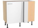 Eckunterschrank KOCHSTATION "KS-Lucy", weiß glanz, eiche hell, B:100cm H:87cm T:58,1cm, Schränke, Eckunterschrank, Breite 100 cm, mit 1 Tür, Soft-Close, höhenverstellbare Füße