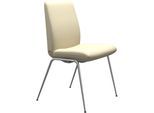 Polsterstuhl STRESSLESS "Laurel", beige (vanilla paloma, chrom glänzend), B:57cm H:92cm T:59cm, Leder PALOMA: PALOMA ist ein durchgefärbtes Semianilin-Möbelleder mit natürlicher Narbung., Stühle, Polsterstuhl, Low Back, Größe L, mit Beinen aus Stahl in Chrom glänzend