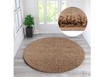 Teppich OTTO HOME "Shaggy 30" Gr. 9, braun, H:30mm Ø:140cm, Kunstfaser, Teppiche, Teppich, Teppich in Uni-Farben, besonders weich und kuschelig, Wohnzimmer