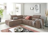 Ecksofa DOMO COLLECTION "BRANDON L-Form, auch in Leder", braun (cappucino), B:275cm H:80cm T:228cm, Sofas, Ecksofa, inklusive Kopfteilverstellung, wahlweise mit Sitztiefenverstellung