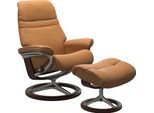Relaxsessel STRESSLESS "Sunrise", braun (new caramel), B:83cm H:105cm T:74cm, Leder BATICK: BATICK ist ein leicht korrigiertes, durchgefärbtes und genarbtes Möbelleder, bei dem die meisten Unebenheiten und Spuren in der Regel entfernt wurden.;Leder PALOMA: PALOMA ist ein durchgefärbtes Semianilin-Möbelleder mit natürlicher Narbung.;ROHLEDER Stoff Q2 FARON: Ein fester zuverlässiger Bouclé mit einem