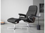 Relaxsessel STRESSLESS "Consul", grau (rock paloma), B:82cm H:102cm T:72cm, Leder PALOMA: PALOMA ist ein durchgefärbtes Semianilin-Möbelleder mit natürlicher Narbung., Sessel, Relaxsessel, mit Hocker, mit Cross Base, Größe S, M & L, Holzakzent Wenge