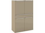 Highboard "Reno", taupe matt lack, glas taupe glanz, B:92cm H:140cm T:42cm, Glas, Holzwerkstoff, SET ONE BY MUSTERRING, Sideboards, Highboard, Mit Gleitern und in verschiedenen Farben erhältlich