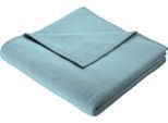 Wohndecke BIEDERLACK "Cotton Home", blau (aqua), B:150cm L:220cm, Baumwolle, Polyacryl, Wohndecken, Wohndecke, im Uni Design, Kuscheldecke
