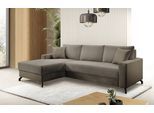 Ecksofa EXXPO - SOFA FASHION "Quattro schlicht & zeitlos, bequem, L-Form, B/T: 247/162 cm", braun (latte), B:247cm H:85cm T:162cm, Sofas, Ecksofa, wahlw. Bettfunktion, Bettkasten. Korpus Microfaser, Sitz Webvelours